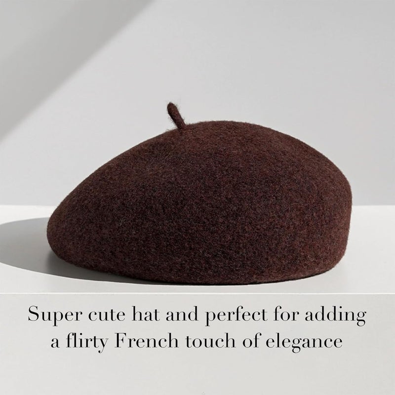 Sumolux Women Beret Hat Wool Vintage French Solid Color Classic Winter Cap - Image 2